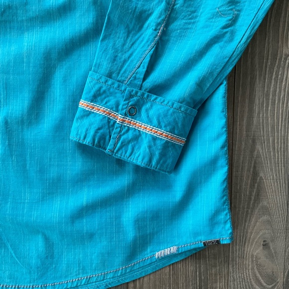 Buckle Black Standard Fit Western Pearl Snap Shirt Men’s XL Turquoise Embroidery - Picture 5 of 10